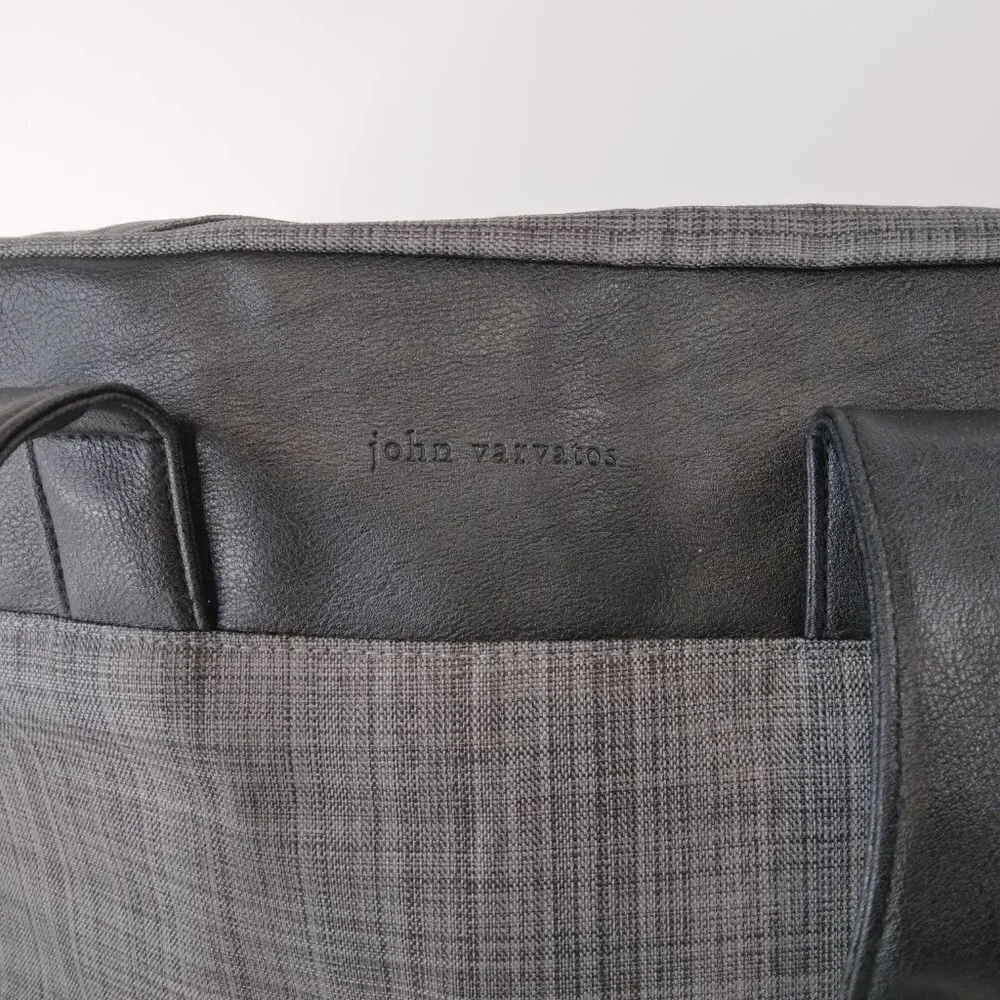 JOHN VARVATOS Designer Weekender Duffle Bag Grey and Black Travel Bag